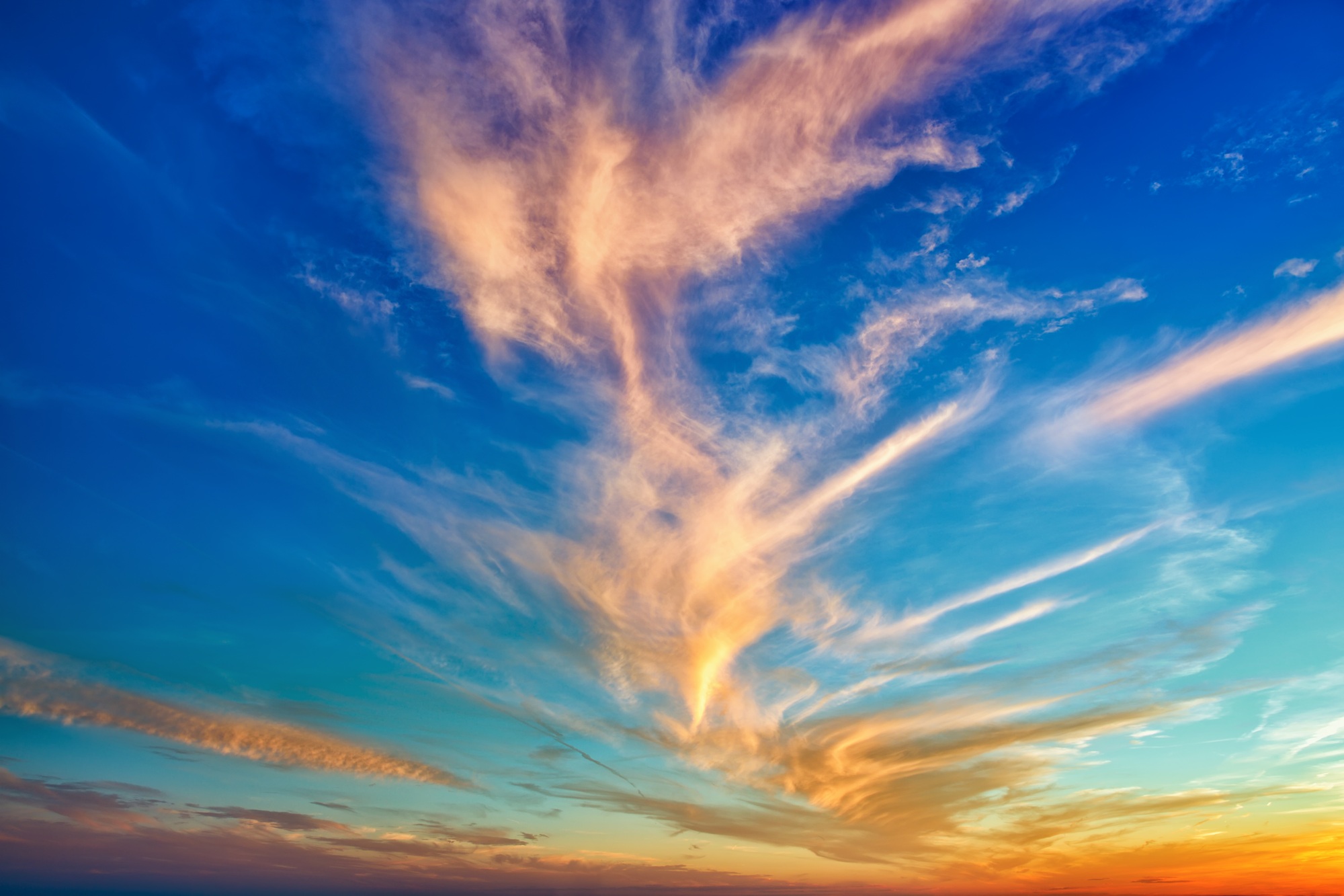 Beautiful sunset with magical clouds